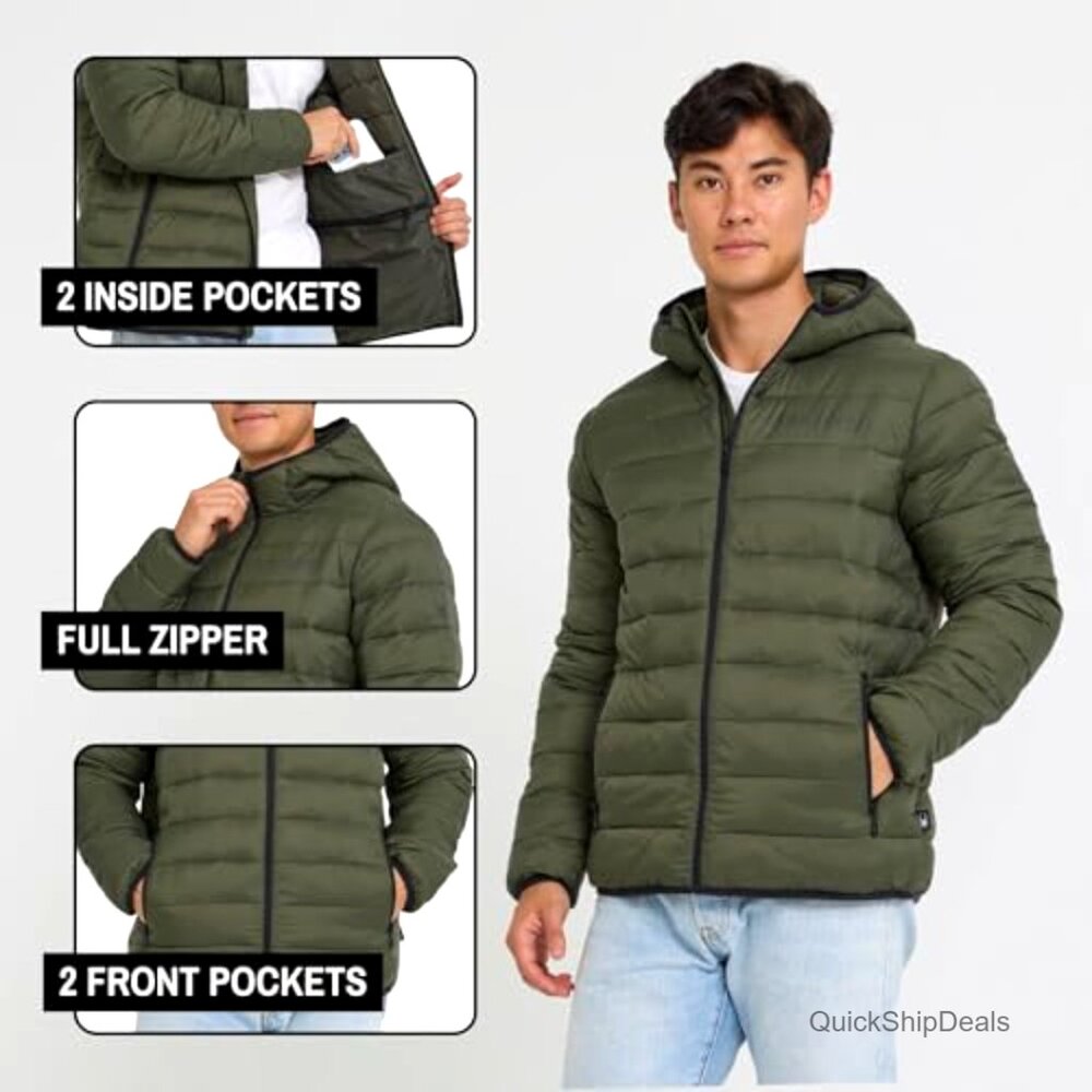 Lightweight Packable Puffer Jacket with Hood, Men… - image 4